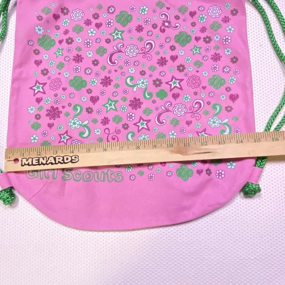 Pink & Green Floral Paisley Girl Scouts Lightweight String Closure Backpack